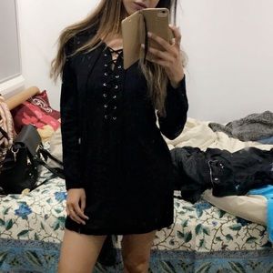Forever21 lace-up dress with attached slip